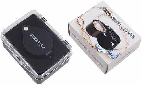 iKKEGOL Pocket Jewelry Loupe 30x 21mm Foldable Magnifying Jewelers Eye Glass Magnifier, Metal Body Black with Box...
