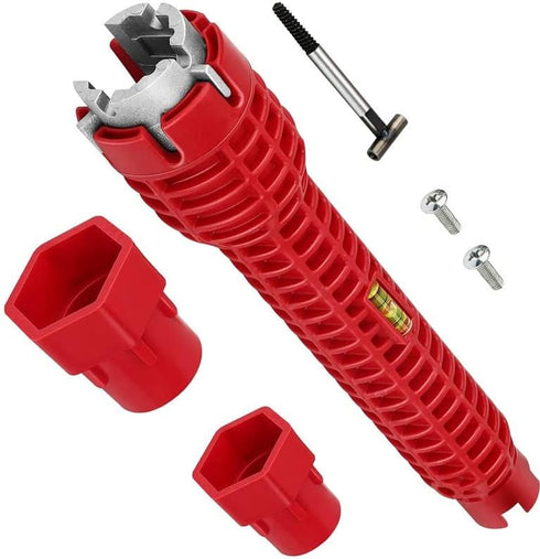 8-in-1 Faucet and Sink Installer, Anti-Slip Multifunctional Pipe Wrench Plumbing Tool for Sink/Bathroom/Kitchen Plumbing Tubing (Red)...