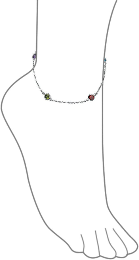 Bling Jewelry Elegant Delicate Cubic Zirconia AAA CZ By The Yard Anklet Solitaire Tennis Anklet Ankle Bracelet For Women Rose 14K Yellow Gold Plat...