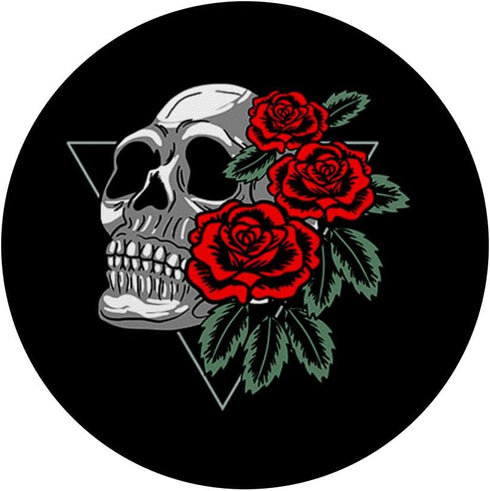 Skull And Roses In Triangle Skeleton Minimal Art Lover Gift PopSockets Swappable PopGrip...