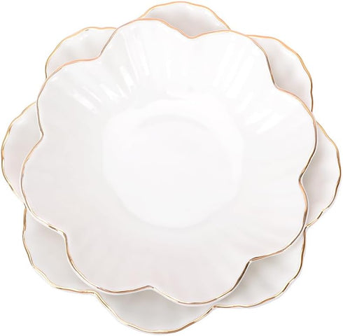 Porcelain Serving Dish,Ceramics Flower Relish Tray with Metallic Rim,Serving Bowls for Wedding,Party Perfect for Small Cereal, Pasta, Salad, Candy...