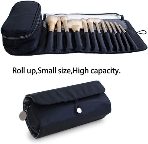 Portable Makeup Brush Storage Bag, Cosmetic Travel Storage Bag, Multi-Function Makeup Brush Protection Bag, Folding Tool Bag...