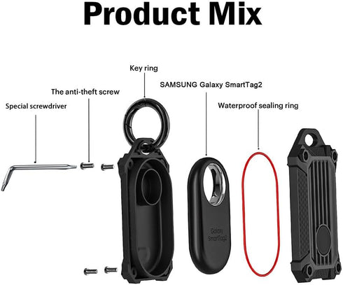 Waterproof Keychain Holder Case for Samsung Galaxy SmartTag2, Scratch Resistant Cover with Keychain for Keys, Wallet, Luggage...