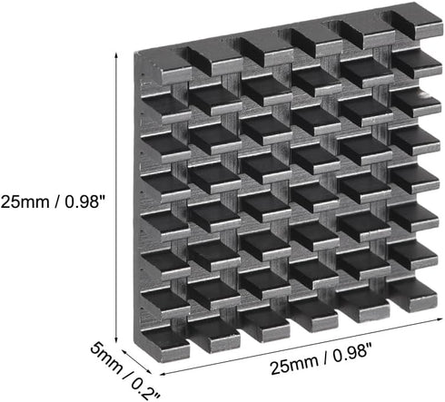 uxcell 5x25x25mm Black Aluminum Heatsink Thermal Adhesive Pad Cooler for Cooling 3D Printers 4Pcs...