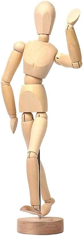 8 Inch Artists Wooden Manikin Flexible Body Joints Human Figure Puppet Model Wood Male Mannequin Doll Ornament Stand for Home Office Desk Decorati...