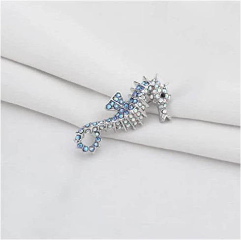 SaiDian 1 Pcs Seahorse Pin Brooch Animal Ocean Seahorse Brooch Crystal Rhinestone for Skirt Denim Bag Accessories...