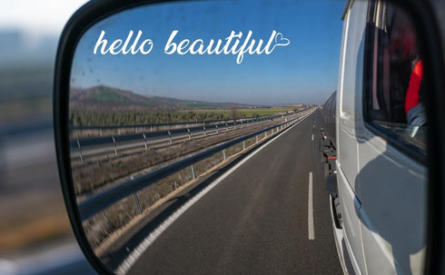 AG- 2 Pack Hello Beautiful Vanity Rear View Mirror Self-Motivation Decal Sticker for Car Windows Mirrors Decals for Women Self-affirmation Decal...