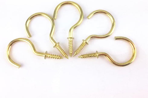 yueton 50pcs Metal Screw-in Ceiling Hooks Cup Hooks (Gold)...