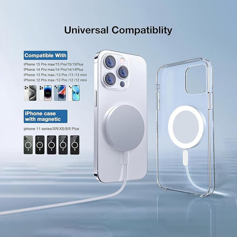 15W Magnetic Wireless Charger for iPhone 12/13/14/15 Series Fast Charging Pad Travel Portable...