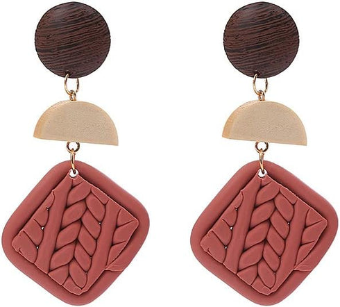 2pcs Polymer Clay Rattan Flower Stud Earring for Women Handmade Woven Statement Boho Lightweight Wicker Straw Drop Dangle Earrings Jewelry Gifts...