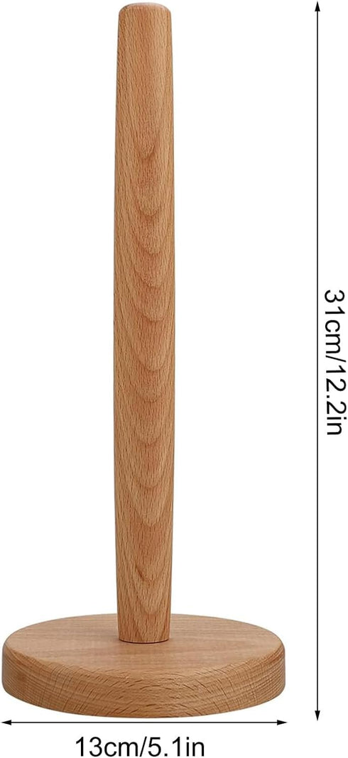 Bamboo Paper Towel Holder,DNIEBW Kitchen Paper Holder Countertop Stand up Towels Roll Stand Organizer Simply Standing Countertop Wooden Paper Fits...
