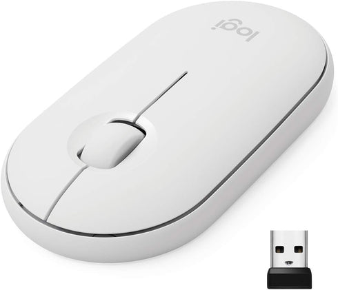 Logitech Pebble Wireless Mouse with Bluetooth or 2.4 GHz Receiver, Silent, Slim Computer Mouse with Quiet Clicks, for Laptop/Notebook/iPad/PC/Mac/...