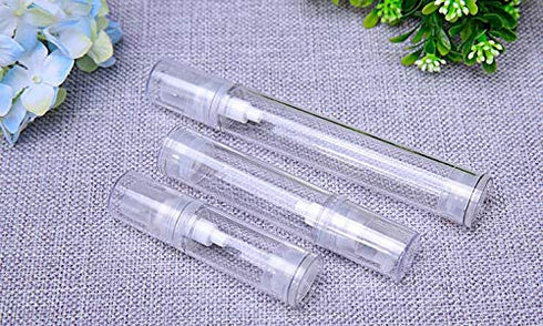 12Pcs 5ML Empty Refillable Cosmetic Containers Cream Lotion Bottles Portable Clear Plastic Airless Vacuum Pump Bottle Sample Packing Toiletries Li...