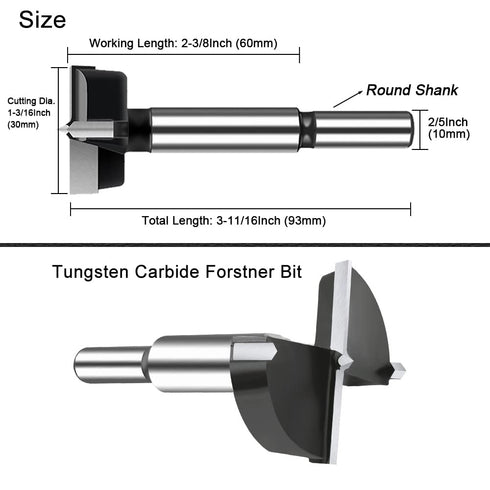 1-3/16 Inch Carbide Forstner Drill Bit, Carbide Tipped Forstner Bit for Hard Wood, Wood Drilling Bit Woodworking Hinge Cutter Tool Kits for Wood P...