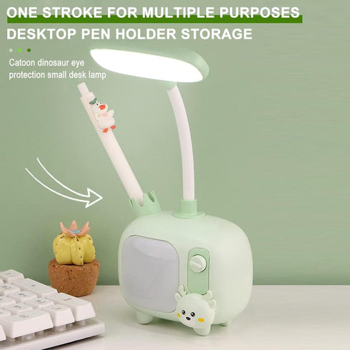 Little Deer Lamp with Pen Holder, Eye-Caring LED Portable Reading Light with 361 ° Curvable and Adjustable Neck-Blue...