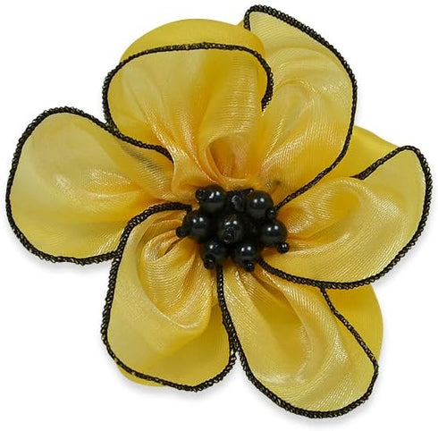 Expo International Lala Organza Flower Brooch and Hairclip Hair Accessory, Yellow...