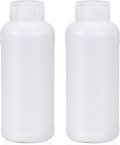 33.8 oz Plastic Reagent Bottle, Laboratory Grade High-Density Polyethylene Bottle, Wide Mouth with Screw Cap, Plastic Sample Bottles for Classroom...