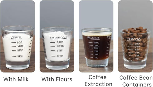 Shot Glasses Measuring cup Liquid Heavy Glass Wine Glass Espresso Shot Glass 26-Incremental Measurement 1 OZ 4 Features 45ML (4 pack-black 30ml)...