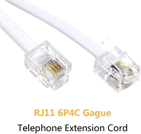 Uvital 100 Feet Telephone Landline Extension Cord Cable Line Wire with Standard RJ-11 6P4C Plugs(White 30.5M,1Pack)...