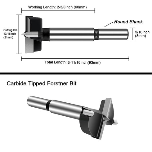 ASNOMY 13/16" Inch Carbide Forstner Drill Bit, Carbide Tipped Forstner Bit for Hard Wood, Wood Drilling Hole Saw Set Woodworking Hinge Cutter Tool...