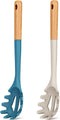 Silicone Pasta Fork, Kitchen Heat Resistant Noodle Spoon Server, BPA Free Spaghetti Strainer,12.8 inch (Khaki & Blue)...
