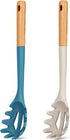 Silicone Pasta Fork, Kitchen Heat Resistant Noodle Spoon Server, BPA Free Spaghetti Strainer,12.8 inch (Khaki & Blue)...