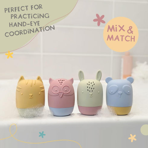 Silicone Animal Bath Toys for Babies, Infants and Toddlers - Set of Four - Educational Fun for The Bathtub, Pool or Beach...