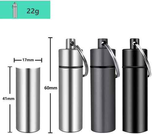 3 Packs Aluminum Pill Fob Ear Plug Case, Waterproof Outdoor Survival Tin Container Big Match Storage Camping Essentials Medicine Nitroglycerin Pil...
