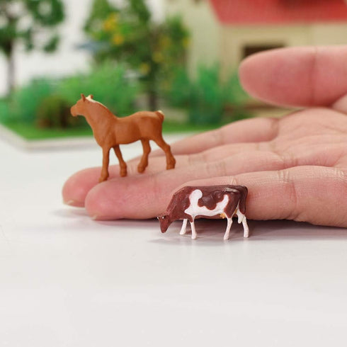 Farm Animals Figure Set,AN8706 36PCS 1:87 Well Painted Farm Animals Cows Horses Figures for HO Scale Model Train Scenery Layout Miniature Landscap...