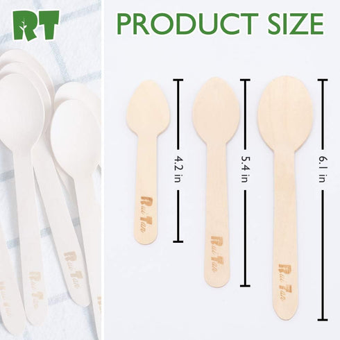 RT- Disposable Wooden Tableware Wooden Spoon /Wooden Ice Cream Spoons ,Natural Environmental Protection 4.3 Inches 200 Pieces Package...
