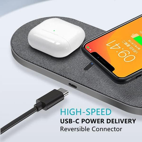 40W Wireless Charging Pad, Dual 20W Fast Wireless Charging Mat for iPhone 15 14 13 12 11/Pro/Pro Max/SE/X/XS,Apple Airpods 3/2/Pro,15W Wireless Ch...