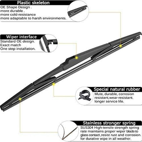 AUTOBOO 24"+18" Windshield Wipers with 14" Rear Wiper Blade Replacement for Hyundai Santa Fe 2012 2011 2010 2009 208 2007 Mazda CX-5 2013 2014 201...