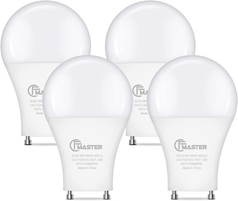 GU24 LED Light Bulb, 3000K Warm White, 9W(100W Equivalent), 800 Lumens, A19 Shape GU24 LED Bulbs, Twist and Lock GU24 Pin Base with Two Prongs, No...