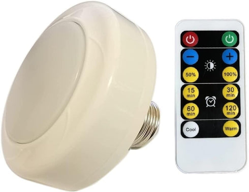 1 Pack Battery Operated Light Bulbs for Lamps with Remote,Replacement AA Bulb,Battery Powered LED Puck Lights With E26 Screw Non Electricity Wall ...