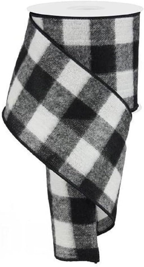 Lumberjack Ribbon,4" Wide x 10 Yards, Black White Buffalo Check Ribbon - Fuzzy Flannel : Lumberjack Party Supplies :...