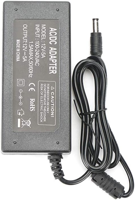 12V 5A Power Adapter, AC100-240V to DC12V Transformers,Power Supply for LED Strip Light,Wireless Router,ADSL Cats,Security Cameras,5A Max, 60 Watt...