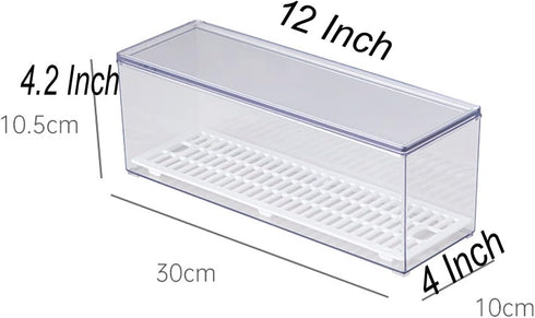 Large Transparent Flatware Tray Kitchen Drawer Organizer With Lid and Drainer - Plastic Kitchen Cutlery Tray and Utensil Storage Container with Co...