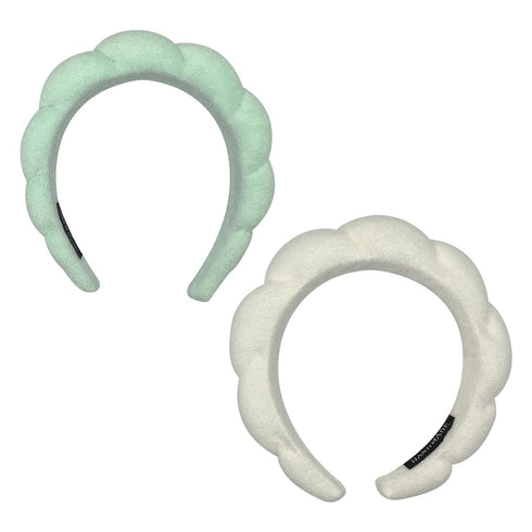 2 Pack Sponge Spa Makeup Headband, Puffy Spa Headband Skincare Headband for Women Face Washing, Makeup Removal, Shower, Skincare...