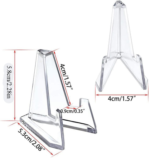Acrylic Coins Display Stands,10 Packs Mini Clear Easel Stand Holders 2.28 Inch Tall Support to Hold Small Artworks/Pocket Watch/Casino Chips/Chall...
