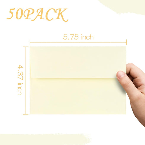50 Pack A2 Envelopes for Invitations,4.37x5.75 Envelopes,A2 Envelopes Ivory Self Seal,Printable Envelopes for Wedding,Invitation,Baby Shower,Envel...