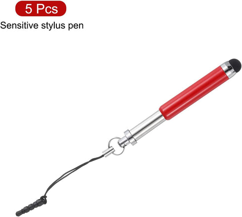 MECCANIXITY 5pcs Metallic Stylus Pen Retractable Aluminum Alloy Mini Capacitive Pens for Universal All Touch Screen Devices, Red......