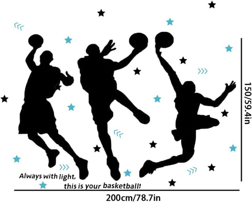3D Basketball Player Wall Decals Decors for Boys Room,Basketball Slam Dunk Wall Decor for Boys Bedroom...