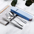 Portable 3 Pieces Flatware Set for School Work Travel Outdoor, Stainless Steel Fork Spoon Chopsticks (Pink Case)...