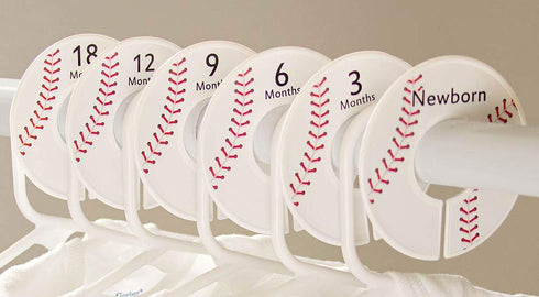 6 Baseball C196 Baby Boy Nursery Clothing Size Closet Dividers (1.25 Inch Rod)...