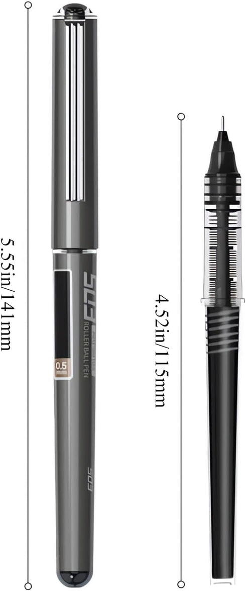 M&G 8 Pcs Fine Point Pen Liquid Rollerball Pens, 0.5mm Black Ink Pens Ultra Fine Point Pens Smooth Writing for Note Taking, Office School Supplies...