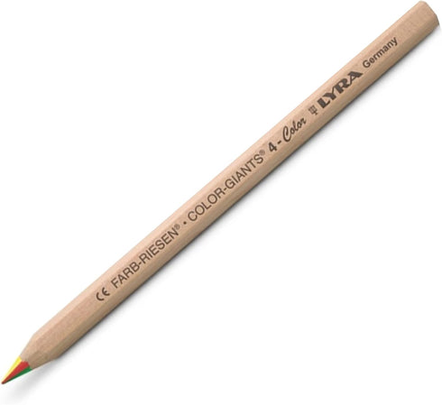 3 x LYRA 4-COLOR Giant Super Jumbo Colouring Pencils Natural Wood Finish...
