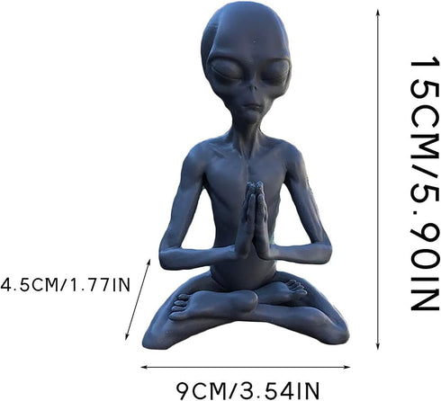 Meditating Alien Garden Sculptures & Statues, Alien Resin Statue Ornament Yard Best Art Decor for Indoor Outdoor Home or Office Collectible Figuri...