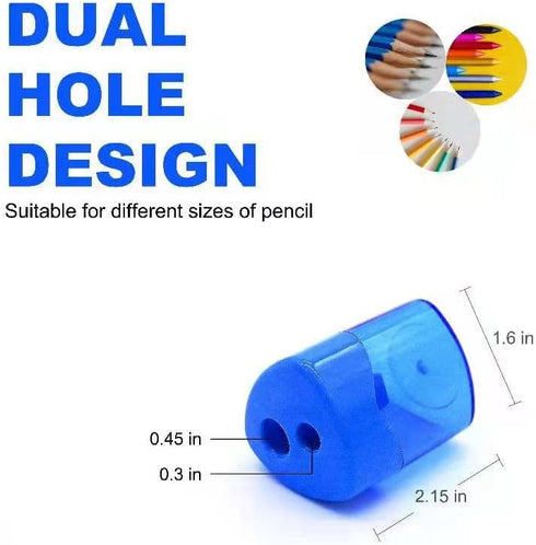 Sonuimy Pencil Sharpeners, 4 Pcs Pencil Sharpeners Manual,Dual Holes Compact Colored Handheld Pencil Sharpener for Kids with Lid Adults Students S...