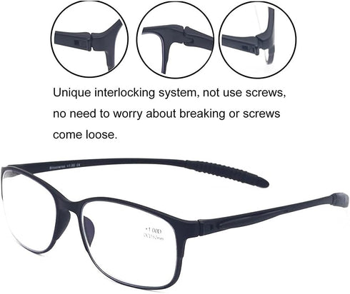 4 Pack Computer Blue Light Blocking Reading Glasses Flexible Lightweight Anti Eyestrain Portable Readers for Women Men +2.00...