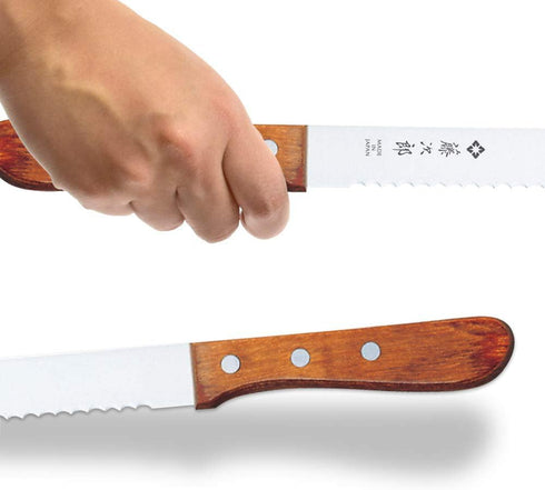 Tojiro Japan Hand Made Bread Knife Slicer Cutter, 14.75", Stainless and Wood - Reinforced Laminated Material...